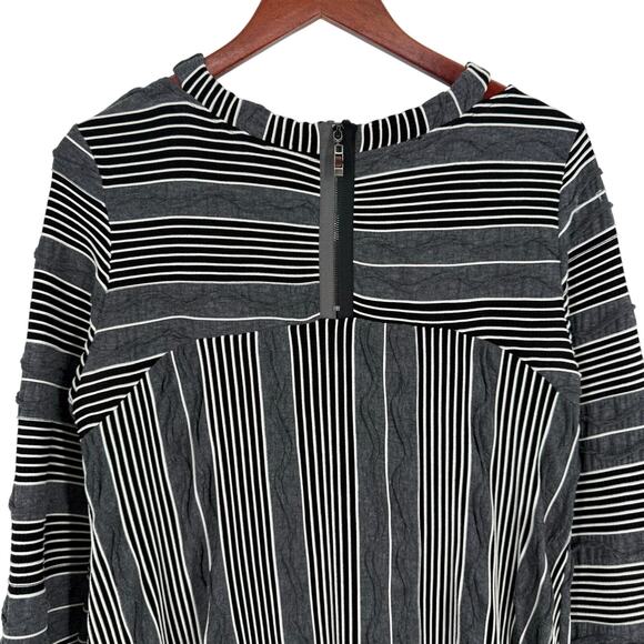 IC by Connie K MEDIUM Wearable Art to Wear Gray Artwear Artsy Blouse Shirt Top - Picture 7 of 8